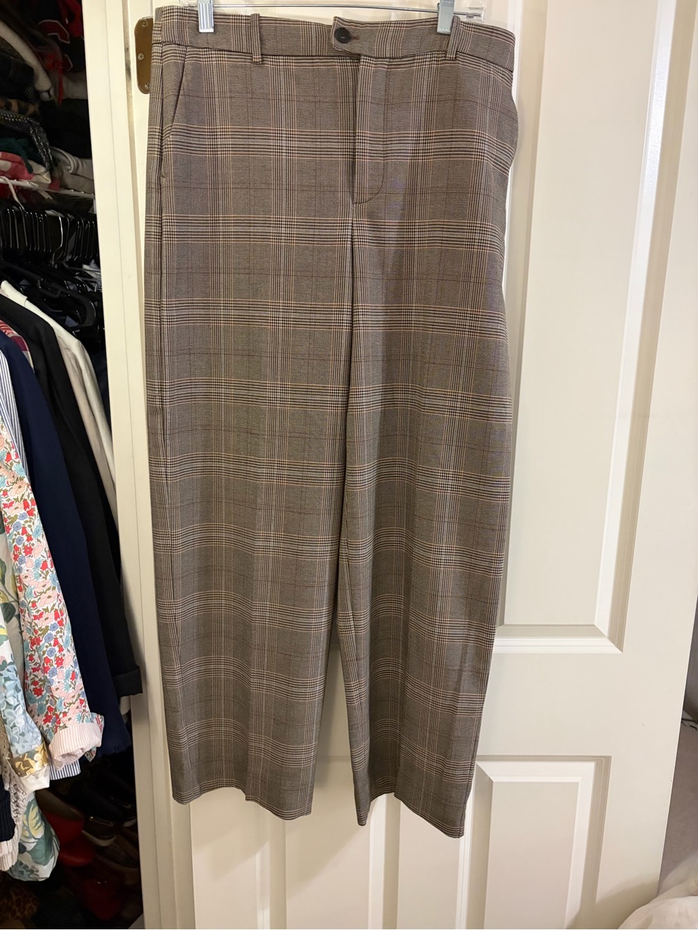 Mango Women’s Brown Plaid Dress Pants